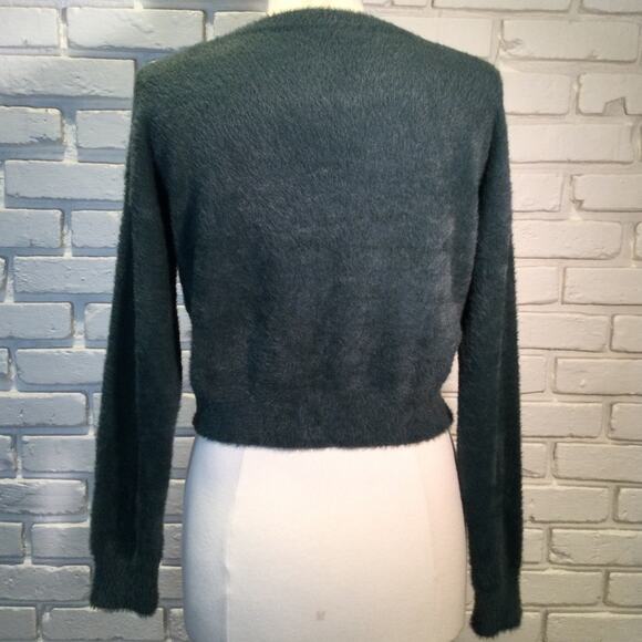 Chelsea And Violet Cropped Green Eyelash Sweater Soft Size Medium - Picture 4 of 5